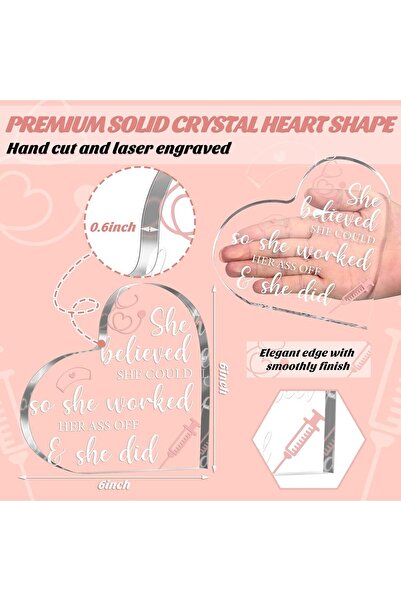 Generic Nurse Appreciation Acrylic Heart Paperweight, Table Décor Gift (15.2×15.2×1.5 cm)