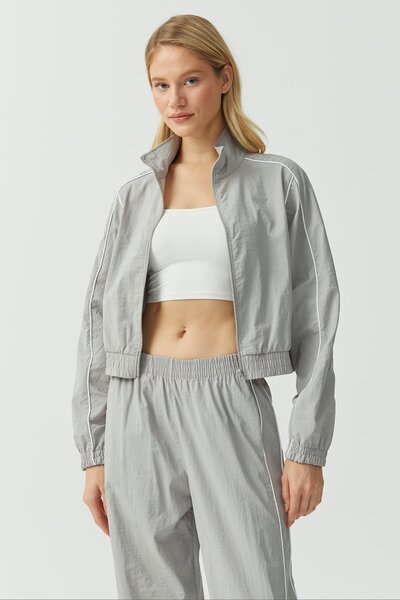 PAULMARK Γυναικείο λεπτό παλτό από ύφασμα αλεξίπτωτου ψηλός λαιμός