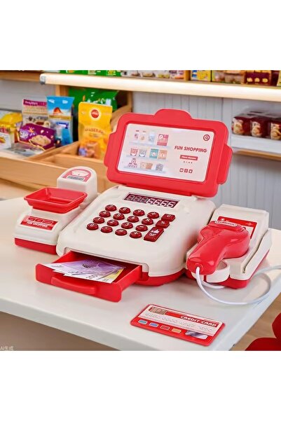 Toybox Cash Register for Kids Pretend Play Cashier Toy with Scanner, Pretend Play Money