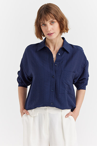 PAULMARK Γυναικείο πουκάμισο με υφή oversized