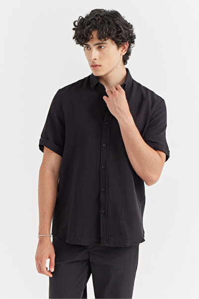 PAULMARK Ανδρικό κοντομάνικο πουκάμισο με υφή