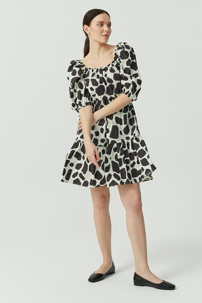 PAULMARK Women's Balloon Sleeve Detailed Patterned Dress