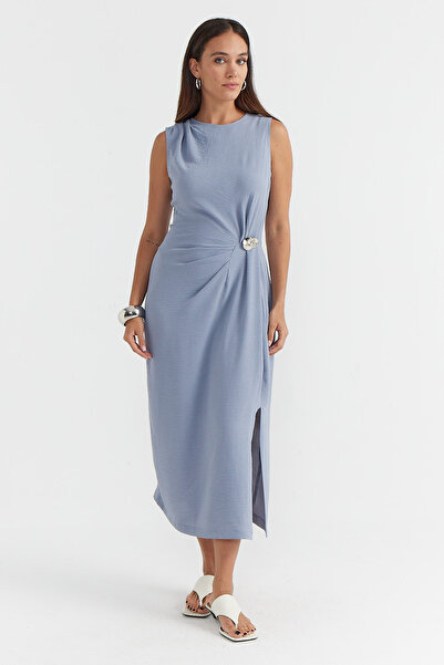 PAULMARK Γυναικείο φόρεμα με λεπτομέρεια με πλισέ στη μέση