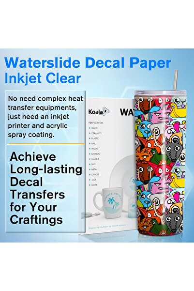 Generic Koala Paper Clear Inkjet Water Slide Decals, 20 Sheets, 21 x 28 cm (8.5 x 11 in)