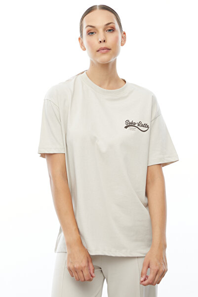 PAULMARK Tricou oversize cu imprimeu cafea