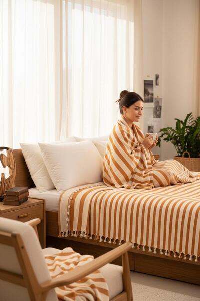 DNRYSL 100% Cotton Double Tasseled Pique, Bedspread 200X240 cm