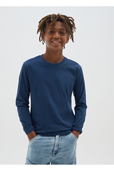 Ovs Boys' Long Sleeve T-shirt in Blue Jersey