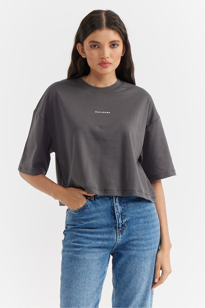 PAULMARK Γυναικείο κοντό μπλουζάκι με γράμματα