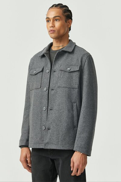 PAULMARK Ανδρικό λεπτό παλτό με υφή