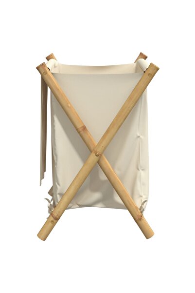 vidaxl Laundry Basket Cream White 45x55x63.5 cm Bamboo