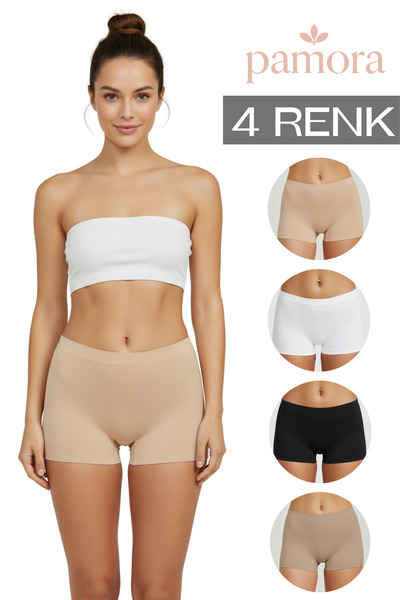 PAMORA Γυναικεία εφέ σύσφιξης Μη Σημαντικά Συνδεμένα Είδη Μπόξερ 4-συσκευασία – Μαύρο, Λευκό, Μαύρισμα, Ξηρό Ροζ