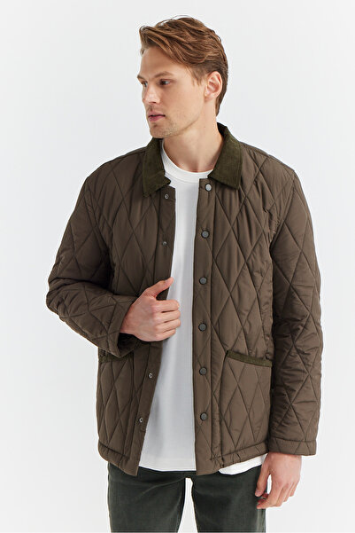 PAULMARK Men's Contrast Collar Quilted Jacket