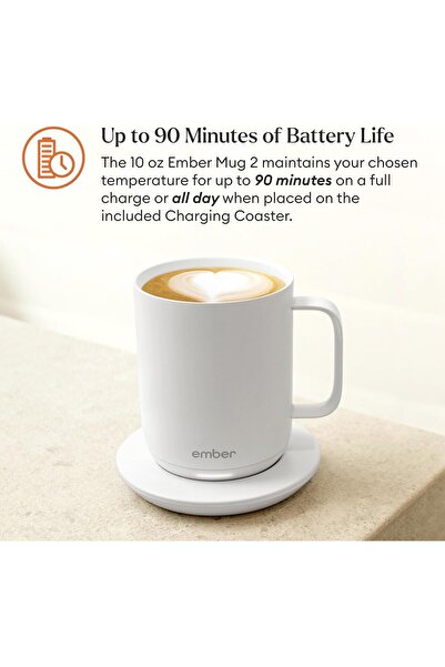Ember Temperature Control Smart Mug 2, 10 oz, App-Controlled, White