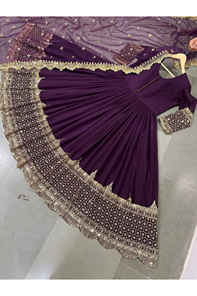 MYSMAR فستان جورجيت صناعي أرجواني - NJF2892 | بنفسجي