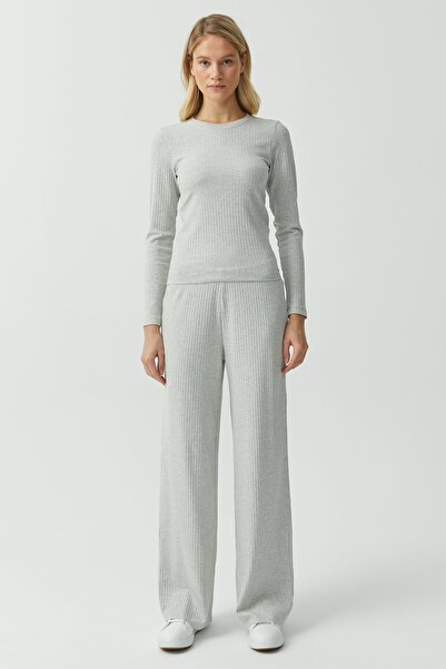 PAULMARK Elastic Waist Ribbed Trousers