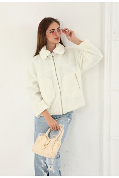 stcococix since 1990 Lined Zippered Plush Coat with Pocket Details