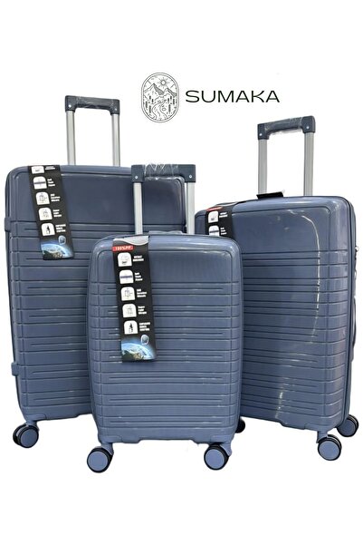 SUMAKA Travel Luggage Set of 3pc High-Resistant and Durable Silicon Trolley Suitcase, 360° Wheels + Lock