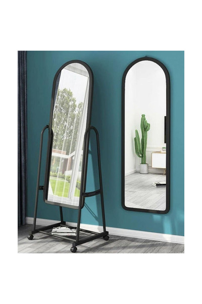 POWER Full-length glass mirror with adjustable stand and wheels