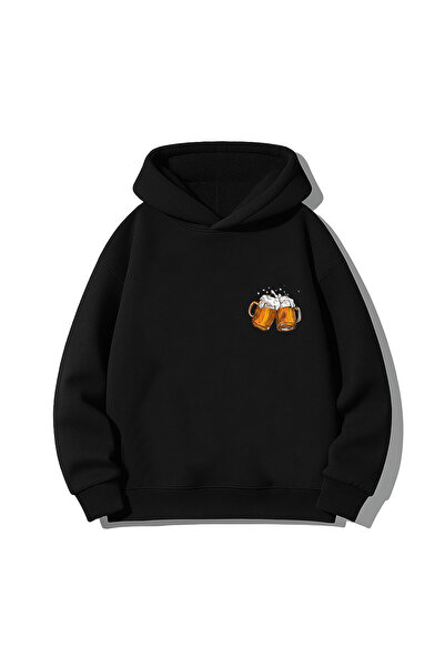 MODA Hanorac negru pentru adulți Bira Beer cu imprimeu cu glugă Swea tricou