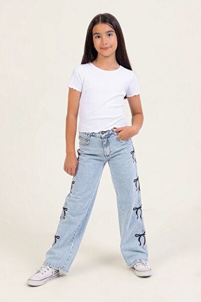 HAUSEkids 9-14 Years Old New Mussness Ribbon Girls' Trousers-Blue