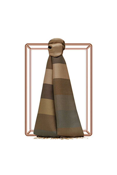 ipekevi Mink Fuchsia Block Striped Double-Sided Prime Silk Shawl