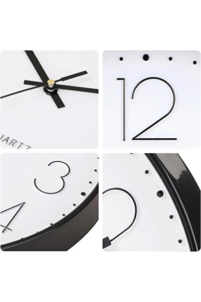 Next Trend Silent Analog Wall Clock Quartz Round 25 cm Black-White –