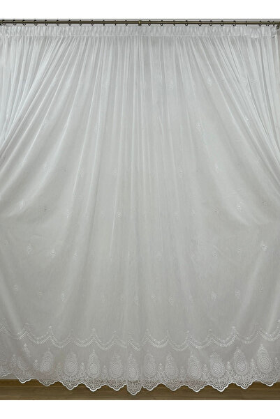 Liz Line Embroidered curtain type BAMBOO, white color, with pleats, "Esplendor bordado" by PD081