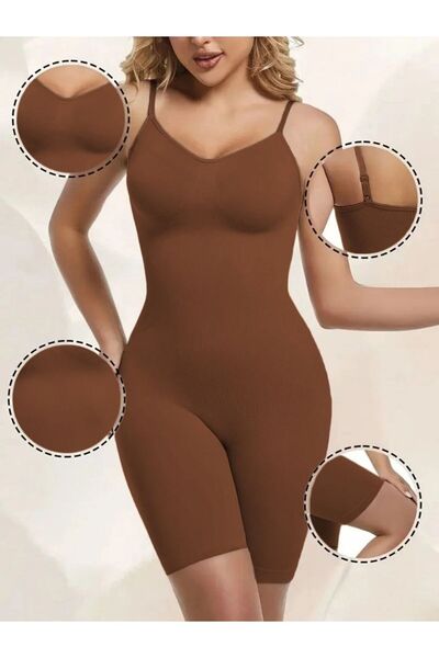 MİSTİRİK Larix Model Extra Shaping / Sculpting Extra Firming Full Length Jumpsuit Corset Brown Color