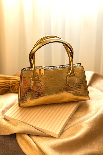 DEMİR ACCESORİES Women's Gold Color Crossbody Long Strap Modern Hand and Shou...