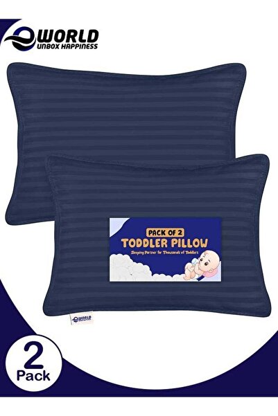 Eworld Toddler Sleeping Pillows - Cotton Blend Cover, Polyester Filling, Pack of 2 (Navy Blue)