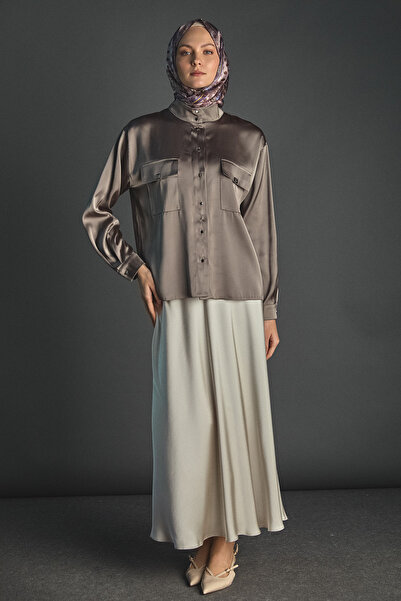 Setrms 2425066 Dik Yaka Şık Düğmeli Kıısa Gömlek