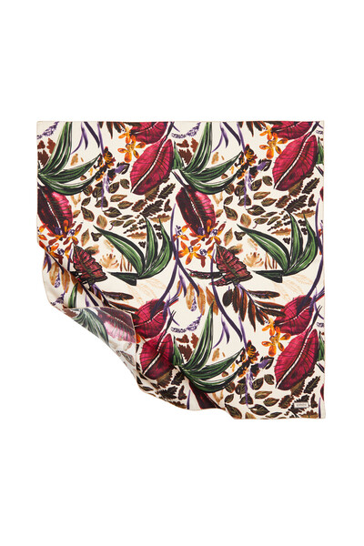 ipekevi Eșarfă din mătase Tivil, culoare bej nisipiu, Dark Forest