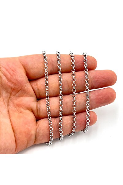 yfhobi 1 Metre- 3.5 mm Doç Model Çelik Zincir, Kolye Zinciri, Takı Zinciri, R...