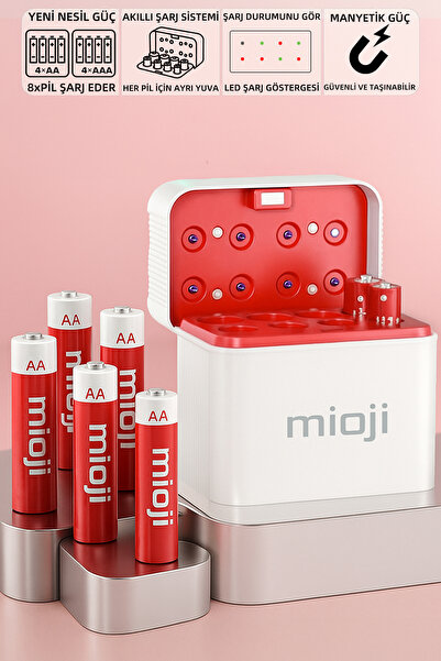 Mioji BT12 AA ve AAA 1.5V Pil Şarj Cihazı Beyaz