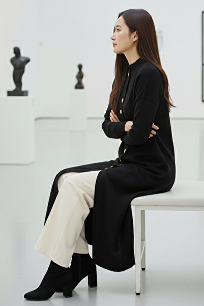 benguen Buttoned Long Knit Cardigan R4413 Black