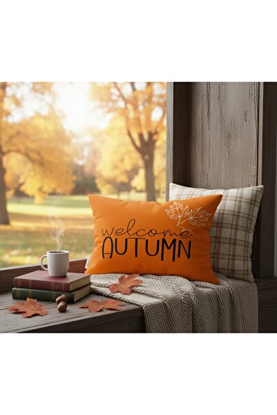 Evmila Welcome Autumun Lettering Pattern Autumn Velvet Rectangle Throw Pillow Case 35X55 cm Double Sided Printed