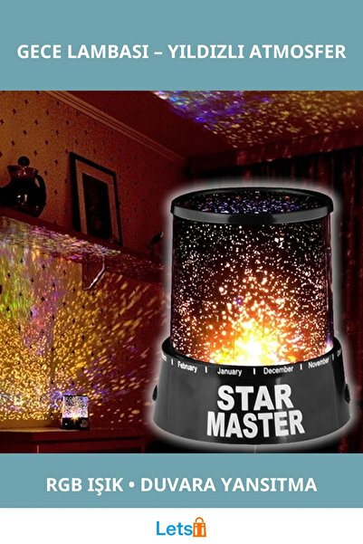 Letsii Duvara Işık Yıldız Yansıtan Star Gece Lambası