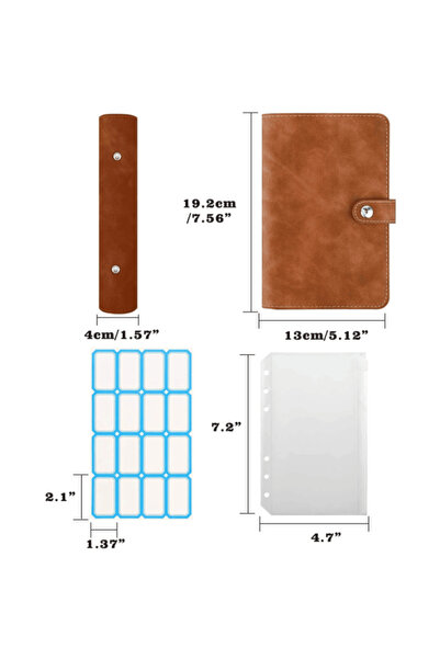 OEM A6 Notebook Organizer Made of Eco-Leather with 6 Binding Rings, 12 PVC Bags and Labels