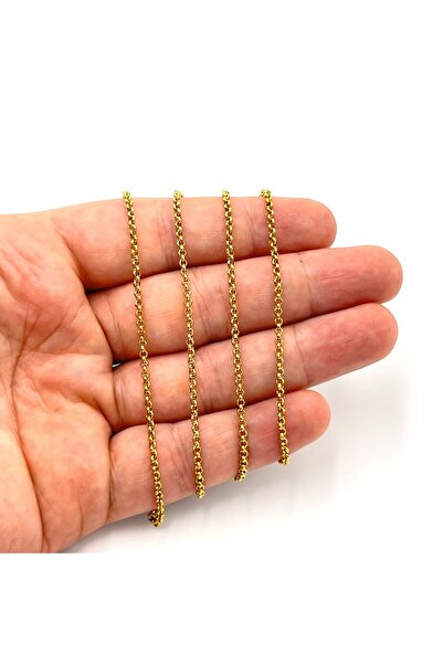 yfhobi 1 Metre- 2 mm Doç Model Çelik Zincir, Kolye Zinciri, Takı Zinciri, Gol...