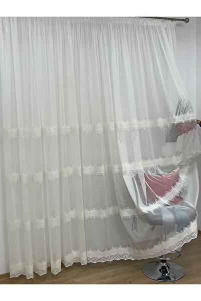 Liz Line Embroidered BAMBOO curtain, ivory color, with tassels, "Corona del Rey" by PD080