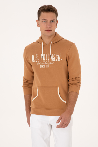 U.S. Polo Assn. Men's Regular Fit Hooded Camel Sweatshirt 50315527-Vr015