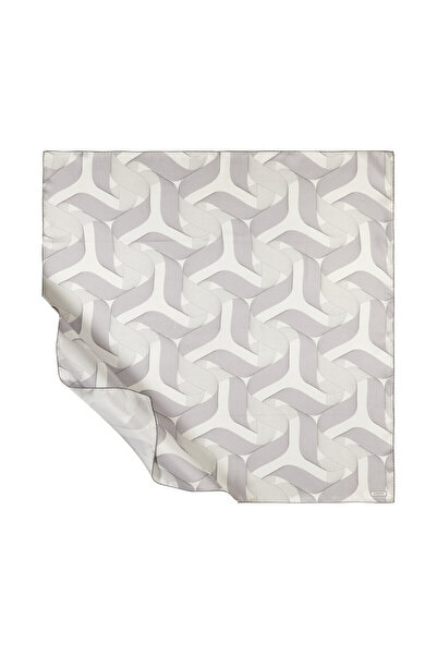 ipekevi Eșarfă din mătase Tivil cu model de panglici albe