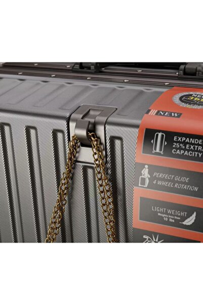 Prosperity High-End Travel Suitcase Aluminum Alloy Luggage with Four Universal Wheels - Black Set