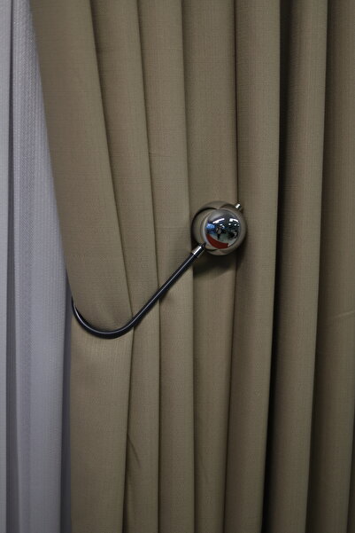 PERDEYERİ Linen Background Curtain 1/3 Layer Frequent Pleats Single Panel