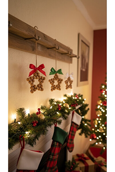 Mithbox 3-компонентна декоративна макраме звезда от дърво за украса на стенат...