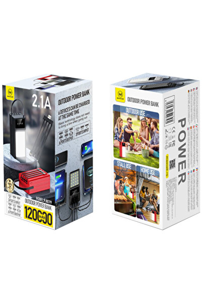 OEM External Battery, PowerBank, 2.1A, 120,000mAh, 6 output ports, 24 LED Flashlight, Digital Display