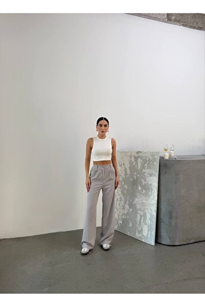 MIZUKI High Waist Half Elastic Palazzo Pants