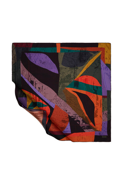 ipekevi Помаранчевий містичний візерунчастий твіловий шовковий шарф