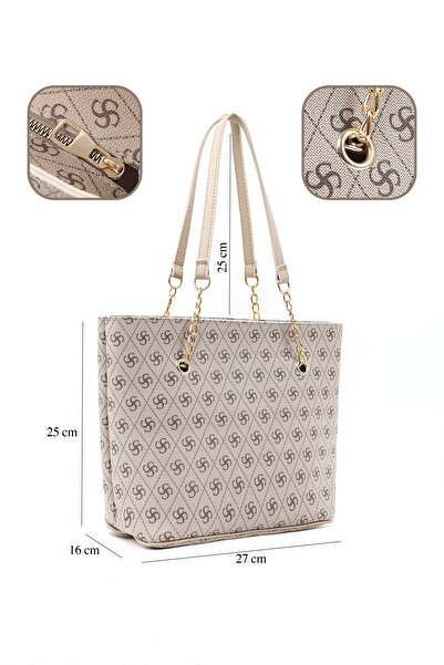 SHAKA Monogram Printed Mink Shk256 Faux Leather Zippered Single Compartment Chain Strap Hand, Arm and Shoulder Bag