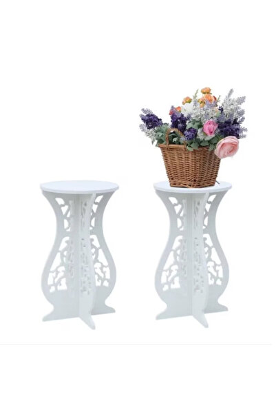 TodayShop Decorative hourglass coffee table or plant stand, PVC, white